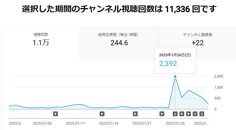 2025年1月のYouTubeのデータ